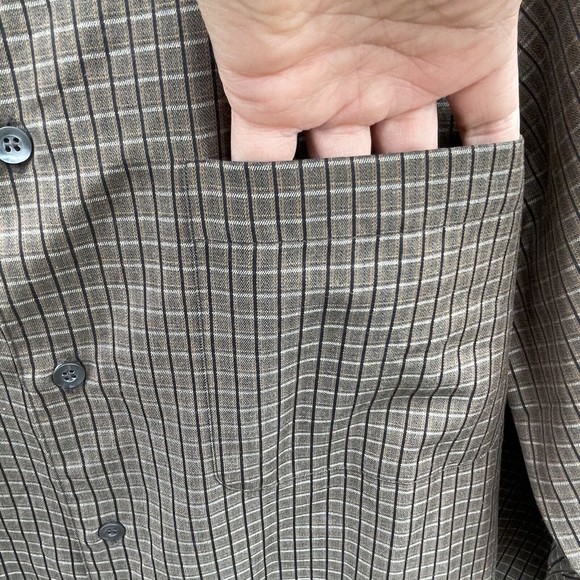 Ermenegildo Zegna Brown Striped Button Up Cotton/Wool Dress Shirt Made in Italy - Picture 8 of 9